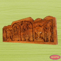 Wood Carved Tirupathi Perumal Thayar Wall Hanging