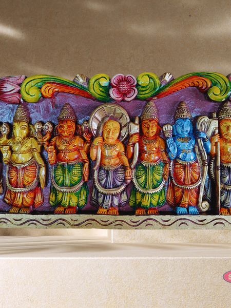 Wooden Carved Dasavatharam Multicolour Wall Hanging - 3 Feet
