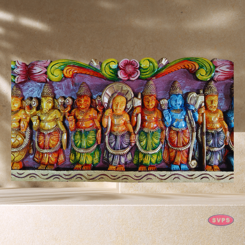 Wooden Carved Dasavatharam Multicolour Wall Hanging - 3 Feet