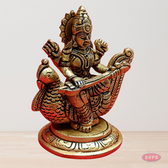 Antique Brass Veena Saraswathi Idol