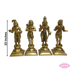Brass Nalvar Statue Set | Appar, Sundarar, Manikkavasagar & Sambandar | Set of 4 Nayanmar Idols for Pooja Room