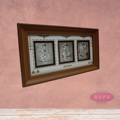 999 Silver Lakshmi Ganesh Saraswathi Wooden Frame