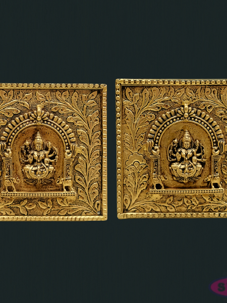 Antique Finish Brass Ashtalakshmi Wall Hanging Plaques – Set of 8