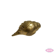 Brass Blowing Shankh Conch with Lord Vishnu Narayan | Traditional Brass Pooja Shankh | Handcrafted Religious & Spiritual Décor