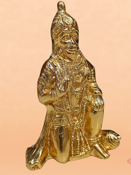 Brass Hanuman Idol Gold Plated