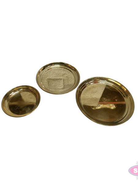Brass Pooja Plate – Traditional Round Puja Thali for Daily Worship, Aarti & Offerings