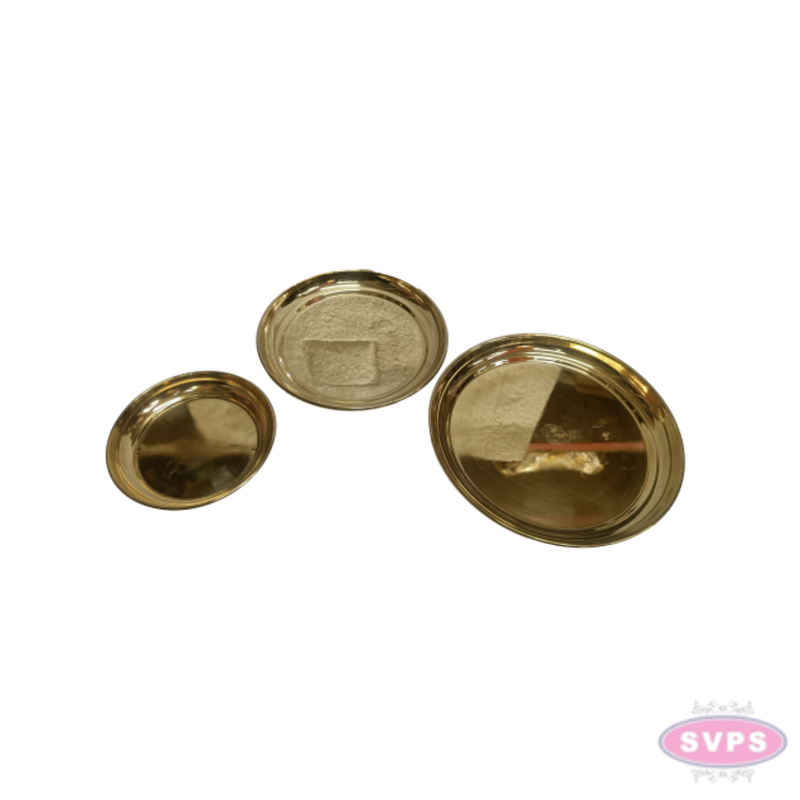 Brass Pooja Plate – Traditional Round Puja Thali for Daily Worship, Aarti & Offerings
