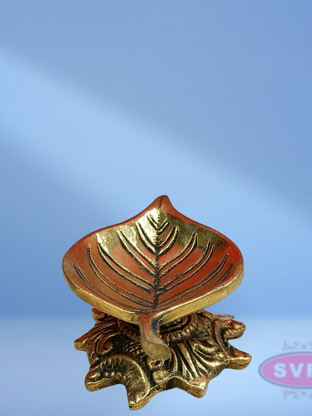 Brass Leaf Shape Diya For Puja And Decor