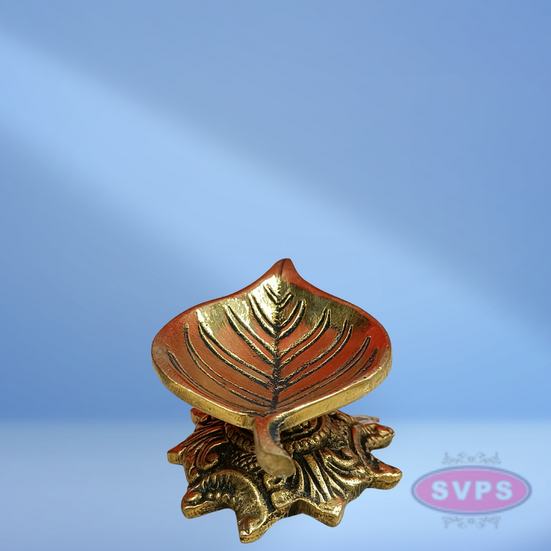 Brass Leaf Shape Diya For Puja And Decor