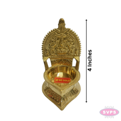 4 Inch Brass Lakshmi Deepam / Vilakku – Traditional Goddess Lakshmi Oil Lamp for Pooja