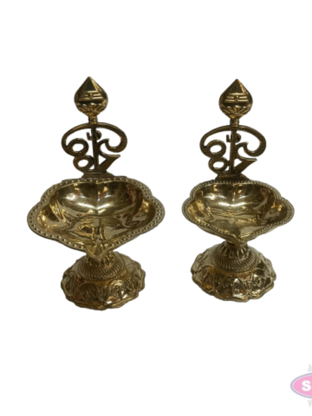 Brass Om Vel Deepam | Traditional Pooja Oil Lamp | Lord Murugan Vel Design | Brass Vilakku for Home Temple, Pooja & Festivals