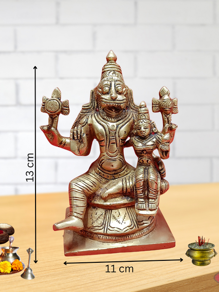 Brass Lakshmi Narasimha Swamy Sitting On Lotus Base