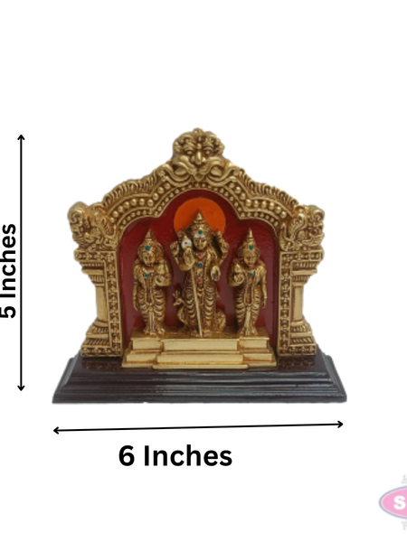 Murugan with Valli & Deivanai Gold Finish Idol | Decorative Pooja Room Statue