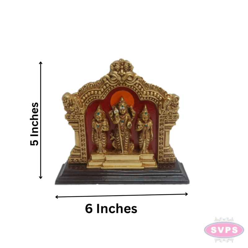 Murugan with Valli & Deivanai Gold Finish Idol | Decorative Pooja Room Statue