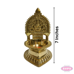 Brass Lakshmi Deepam / Vilakku – 7 Inch Traditional Goddess Lakshmi Oil Lamp for Pooja Room & Temple