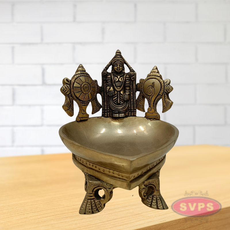 Brass Sri Balaji Sankh Chakra Diya