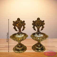 Brass Shankh Chakra Lamp For Pooja