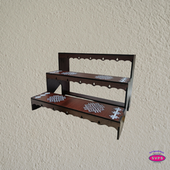 Acrylic 3-Step Display Stand with Traditional Kolam Design