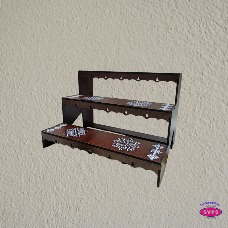 Acrylic 3-Step Display Stand with Traditional Kolam Design
