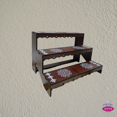 Acrylic 3-Step Display Stand with Traditional Kolam Design