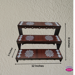 Acrylic 3-Step Display Stand with Traditional Kolam Design