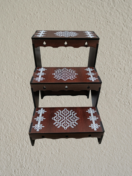 Decorative Acrylic 3-Step Pooja & Golu Stand