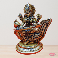 Antique Brass Veena Saraswathi Idol