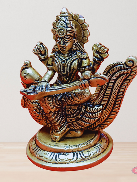 Antique Brass Veena Saraswathi Idol