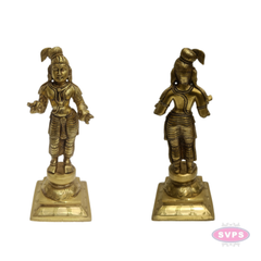 Brass Nalvar Statue Set | Appar, Sundarar, Manikkavasagar & Sambandar | Set of 4 Nayanmar Idols for Pooja Room