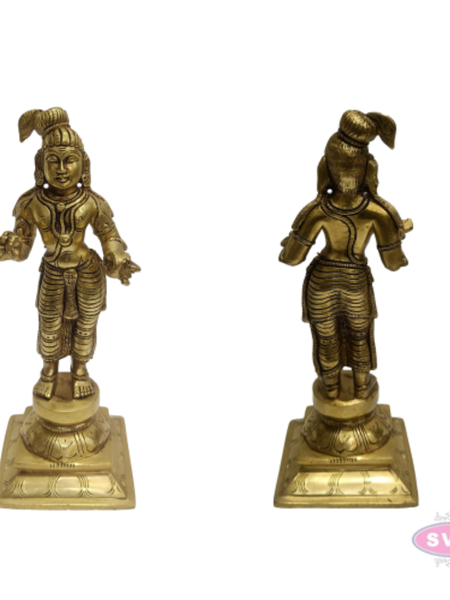 Brass Nalvar Statue Set | Appar, Sundarar, Manikkavasagar & Sambandar | Set of 4 Nayanmar Idols for Pooja Room