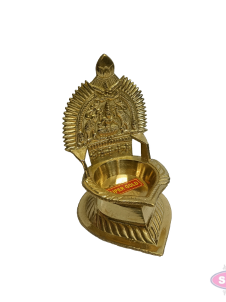 Brass Lakshmi Diya / Vilakku – 5 Inch Pooja Lamp for Festivals & Daily Worship