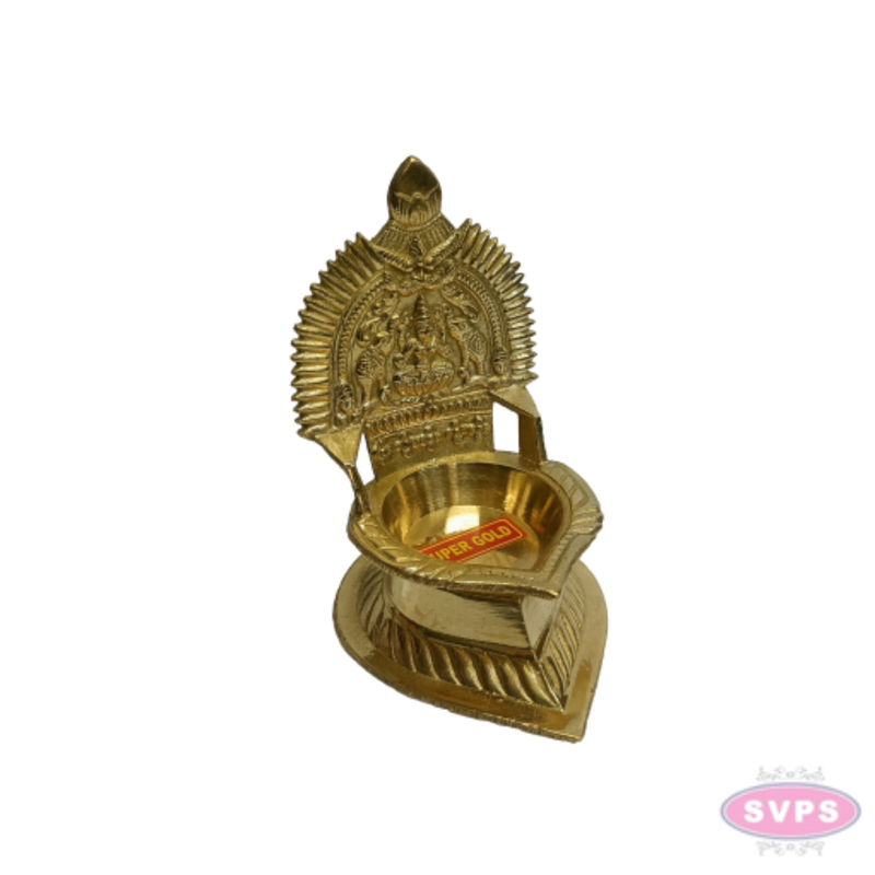 Brass Lakshmi Diya / Vilakku – 5 Inch Pooja Lamp for Festivals & Daily Worship