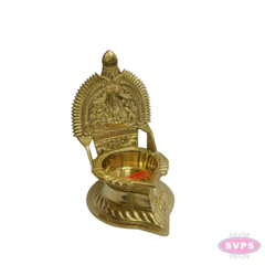 Brass Gaja Lakshmi Deepam / Vilakku – 5.5 Inch Traditional Goddess Lakshmi Oil Lamp