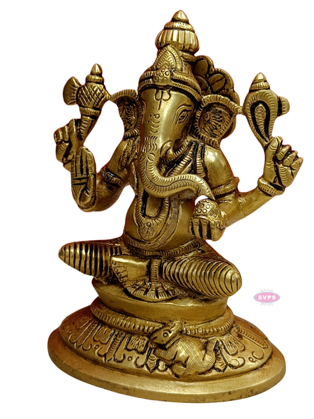 Brass Idampuri Ganesha Sittiing Idol