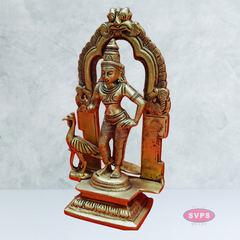 Brass Antique Mayil Murugan With Tiruvachi