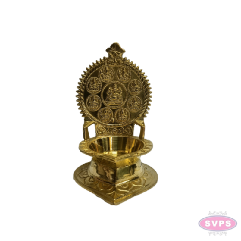 Antique Brass Ashtalakshmi Deepam – Decorative Lakshmi Oil Lamp for Pooja & Festive Décor