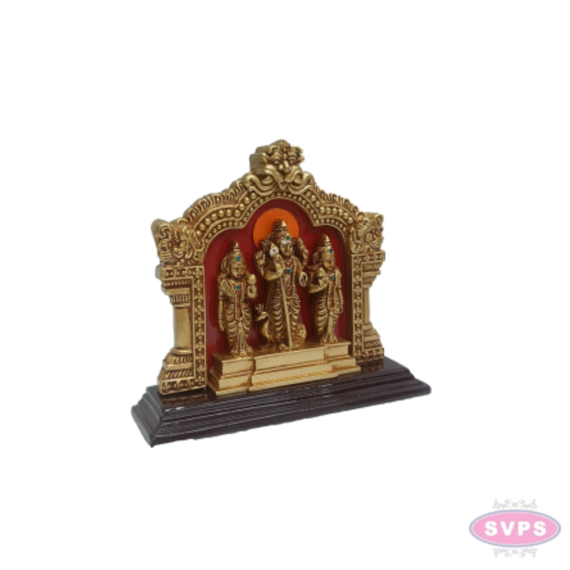 Murugan with Valli & Deivanai Gold Finish Idol | Decorative Pooja Room Statue