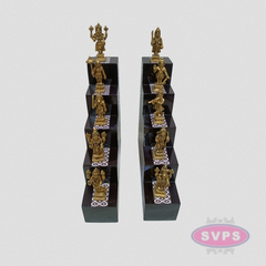 Premium Wooden Deep Stand – 5 Step Kolam Design Diya Stand for Pooja, Navaratri, Karthigai Deepam & Temple Decoration