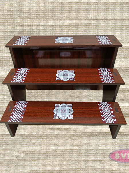 Portable Dismantle Wooden 3-Step Pooja Stand