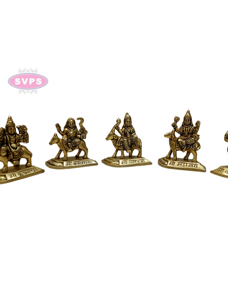 Brass Nava Durga Set Of 9 Idols For Altar And Puja
