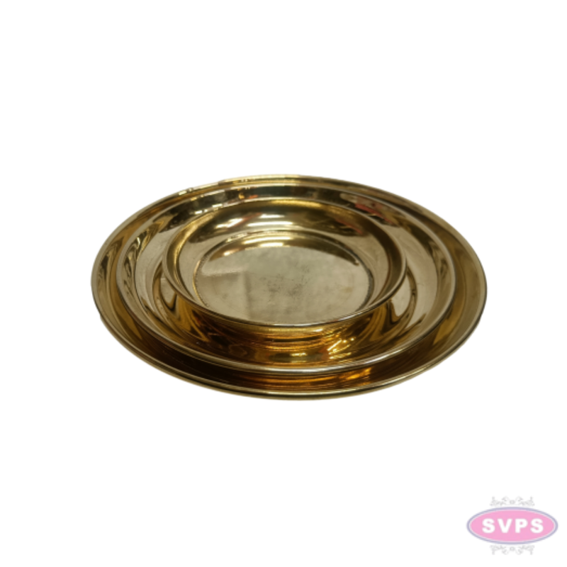 Brass Pooja Plate – Traditional Round Puja Thali for Daily Worship, Aarti & Offerings