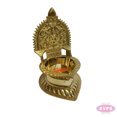 Brass Lakshmi Deepam / Vilakku – 7 Inch Traditional Goddess Lakshmi Oil Lamp for Pooja Room & Temple