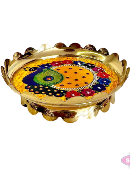 Brass Peacock Lotus Stand | Decorative Brass Lotus Stand for Pooja Room, Home Temple & Office | 5 Inch