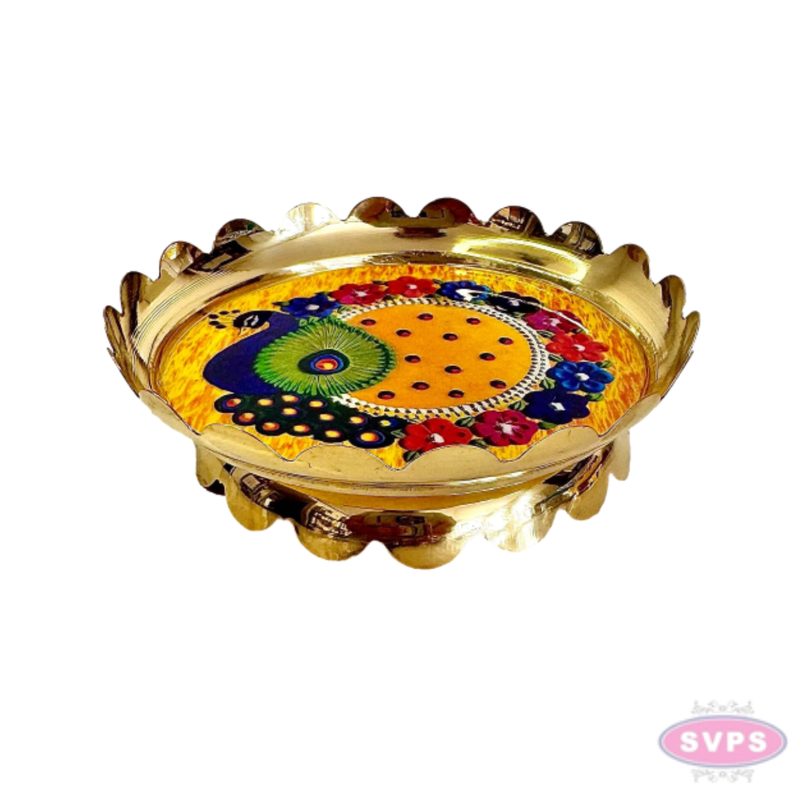 Brass Peacock Lotus Stand | Decorative Brass Lotus Stand for Pooja Room, Home Temple & Office | 5 Inch