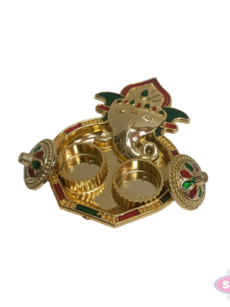 Golden Kankawati Kumkum Holder (Pack of 6) | Decorative Pooja Chawal & Haldi Container for Return Gifts