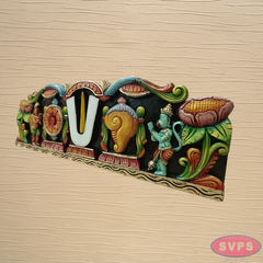 Wooden Carverd Vadakalai Tiruman With Garudan Hanuman Multicolour Wall Hanging
