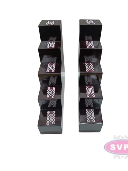 Wooden 5 Step With Brass Ashtalakshmi Set And Wooden 5 Lamp Stand With Brass Lamp