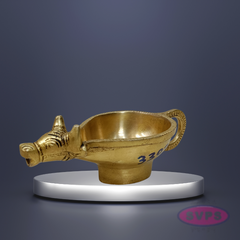 Brass Antique Nandi Diya For Puja And Decor