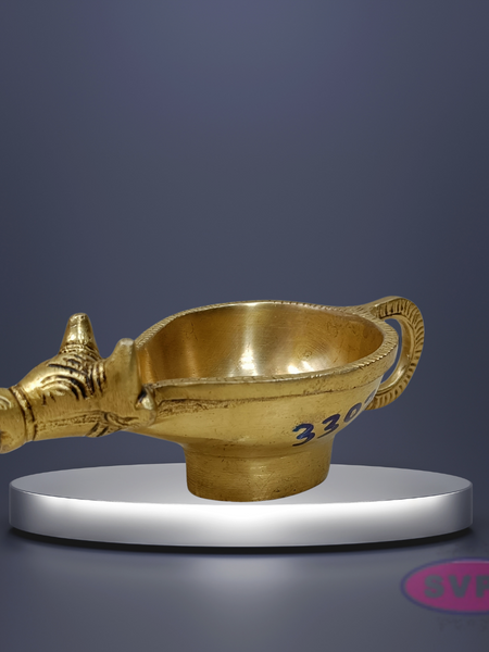 Brass Antique Nandi Diya For Puja And Decor