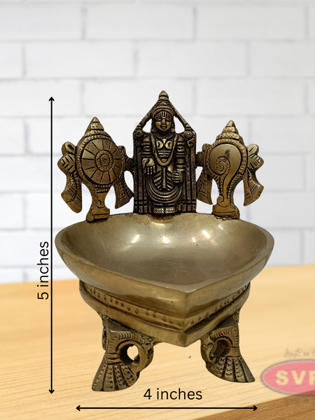 Brass Sri Balaji Sankh Chakra Diya